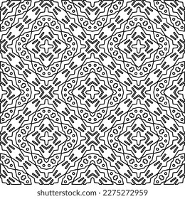 Stylish texture with figures from lines.
Abstract geometric black and white pattern for web page, textures, card, poster, fabric, textile. Monochrome graphic repeating design. 