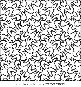 Stylish texture with figures from lines.
Abstract geometric black and white pattern for web page, textures, card, poster, fabric, textile. Monochrome graphic repeating design. 