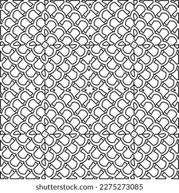 Stylish texture with figures from lines.
Abstract geometric black and white pattern for web page, textures, card, poster, fabric, textile. Monochrome graphic repeating design. 