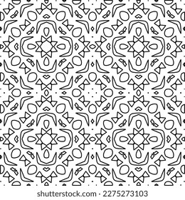 Stylish texture with figures from lines.
Abstract geometric black and white pattern for web page, textures, card, poster, fabric, textile. Monochrome graphic repeating design. 