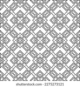 Stylish texture with figures from lines.
Abstract geometric black and white pattern for web page, textures, card, poster, fabric, textile. Monochrome graphic repeating design. 