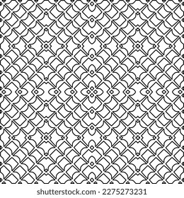 Stylish texture with figures from lines.
Abstract geometric black and white pattern for web page, textures, card, poster, fabric, textile. Monochrome graphic repeating design. 