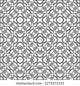 Stylish texture with figures from lines.
Abstract geometric black and white pattern for web page, textures, card, poster, fabric, textile. Monochrome graphic repeating design. 