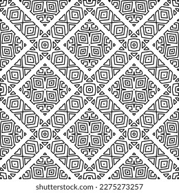 Stylish texture with figures from lines.
Abstract geometric black and white pattern for web page, textures, card, poster, fabric, textile. Monochrome graphic repeating design. 