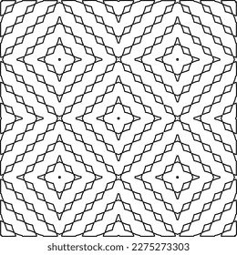 Stilvolle Textur mit Figuren aus Linien.
Abstraktes geometrisches Schwarz-Weiß-Muster für Webseiten, Texturen, Karten, Plakate, Gewebe, Textilien. Monochrome grafische Wiederholungsdesign. 