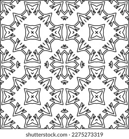 Stylish texture with figures from lines.
Abstract geometric black and white pattern for web page, textures, card, poster, fabric, textile. Monochrome graphic repeating design. 