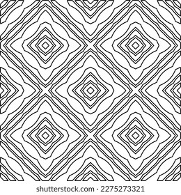 Stylish texture with figures from lines.
Abstract geometric black and white pattern for web page, textures, card, poster, fabric, textile. Monochrome graphic repeating design. 