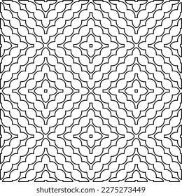 Stylish texture with figures from lines.
Abstract geometric black and white pattern for web page, textures, card, poster, fabric, textile. Monochrome graphic repeating design. 