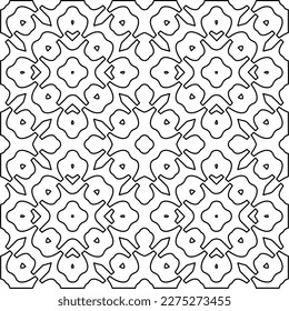 Stylish texture with figures from lines.
Abstract geometric black and white pattern for web page, textures, card, poster, fabric, textile. Monochrome graphic repeating design. 