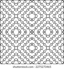 Stylish texture with figures from lines.
Abstract geometric black and white pattern for web page, textures, card, poster, fabric, textile. Monochrome graphic repeating design. 