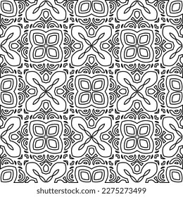 Stylish texture with figures from lines.
Abstract geometric black and white pattern for web page, textures, card, poster, fabric, textile. Monochrome graphic repeating design. 