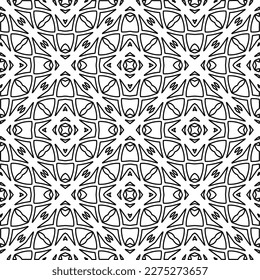 Stylish texture with figures from lines.
Abstract geometric black and white pattern for web page, textures, card, poster, fabric, textile. Monochrome graphic repeating design. 