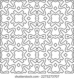 Stylish texture with figures from lines.
Abstract geometric black and white pattern for web page, textures, card, poster, fabric, textile. Monochrome graphic repeating design. 