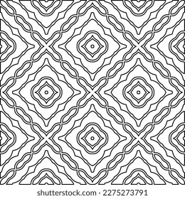 Stylish texture with figures from lines.
Abstract geometric black and white pattern for web page, textures, card, poster, fabric, textile. Monochrome graphic repeating design. 