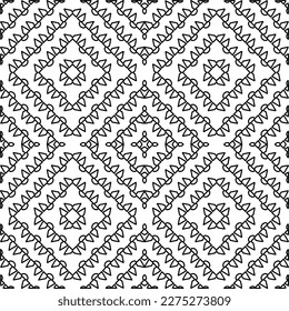 Stylish texture with figures from lines.
Abstract geometric black and white pattern for web page, textures, card, poster, fabric, textile. Monochrome graphic repeating design. 