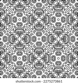 Stylish texture with figures from lines.
Abstract geometric black and white pattern for web page, textures, card, poster, fabric, textile. Monochrome graphic repeating design. 