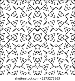 Stylish texture with figures from lines.
Abstract geometric black and white pattern for web page, textures, card, poster, fabric, textile. Monochrome graphic repeating design. 