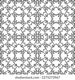 Stylish texture with figures from lines.
Abstract geometric black and white pattern for web page, textures, card, poster, fabric, textile. Monochrome graphic repeating design. 