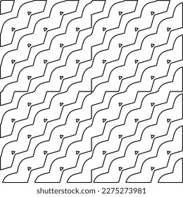 Stilvolle Textur mit Figuren aus Linien.
Abstraktes geometrisches Schwarz-Weiß-Muster für Webseiten, Texturen, Karten, Plakate, Gewebe, Textilien. Monochrome grafische Wiederholungsdesign. 