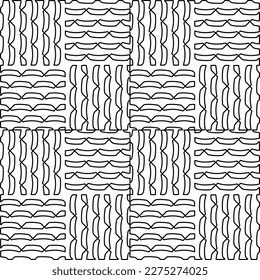 Stylish texture with figures from lines.
Abstract geometric black and white pattern for web page, textures, card, poster, fabric, textile. Monochrome graphic repeating design. 