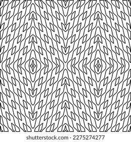 Stylish texture with figures from lines.
Abstract geometric black and white pattern for web page, textures, card, poster, fabric, textile. Monochrome graphic repeating design. 