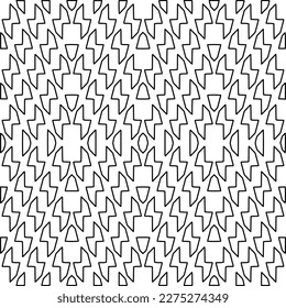 Stylish texture with figures from lines.
Abstract geometric black and white pattern for web page, textures, card, poster, fabric, textile. Monochrome graphic repeating design. 