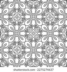 Stylish texture with figures from lines.
Abstract geometric black and white pattern for web page, textures, card, poster, fabric, textile. Monochrome graphic repeating design. 