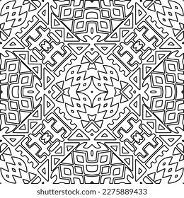 Stylish texture with figures from lines.
Abstract geometric black and white pattern for web page, textures, card, poster, fabric, textile. Monochrome graphic repeating design. 