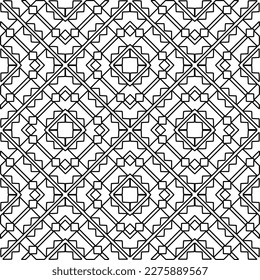 Stylish texture with figures from lines.
Abstract geometric black and white pattern for web page, textures, card, poster, fabric, textile. Monochrome graphic repeating design. 