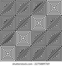 Stylish texture with figures from lines.
Abstract geometric black and white pattern for web page, textures, card, poster, fabric, textile. Monochrome graphic repeating design. 