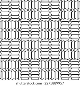 Stilvolle Textur mit Figuren aus Linien.
Abstraktes geometrisches Schwarz-Weiß-Muster für Webseiten, Texturen, Karten, Plakate, Gewebe, Textilien. Monochrome grafische Wiederholungsdesign. 