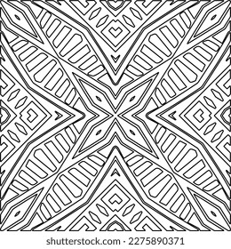 Stylish texture with figures from lines.
Abstract geometric black and white pattern for web page, textures, card, poster, fabric, textile. Monochrome graphic repeating design. 