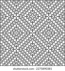 Stylish texture with figures from lines.
Abstract geometric black and white pattern for web page, textures, card, poster, fabric, textile. Monochrome graphic repeating design. 