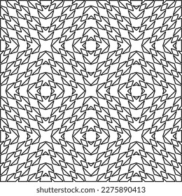 Stylish texture with figures from lines.
Abstract geometric black and white pattern for web page, textures, card, poster, fabric, textile. Monochrome graphic repeating design. 