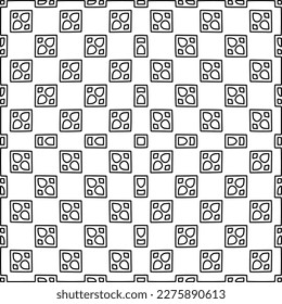Stylish texture with figures from lines.
Abstract geometric black and white pattern for web page, textures, card, poster, fabric, textile. Monochrome graphic repeating design. 