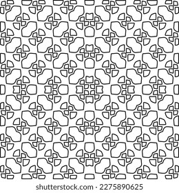 Stylish texture with figures from lines.
Abstract geometric black and white pattern for web page, textures, card, poster, fabric, textile. Monochrome graphic repeating design. 