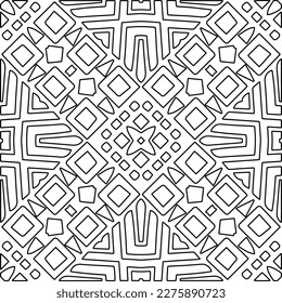 Stylish texture with figures from lines.
Abstract geometric black and white pattern for web page, textures, card, poster, fabric, textile. Monochrome graphic repeating design. 