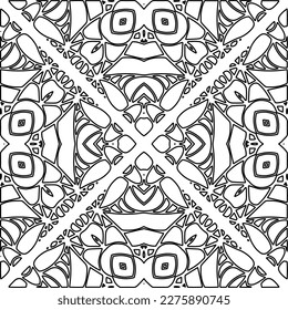 Stylish texture with figures from lines.
Abstract geometric black and white pattern for web page, textures, card, poster, fabric, textile. Monochrome graphic repeating design. 