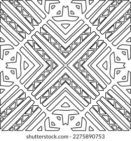 Stylish texture with figures from lines.
Abstract geometric black and white pattern for web page, textures, card, poster, fabric, textile. Monochrome graphic repeating design. 