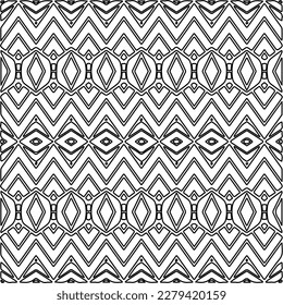 Stylish texture with figures from lines.
Abstract geometric black and white pattern for web page, textures, card, poster, fabric, textile. Monochrome graphic repeating design.