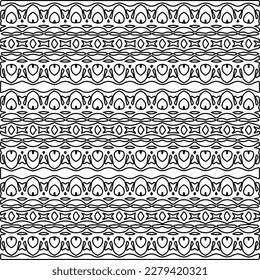 Stylish texture with figures from lines.
Abstract geometric black and white pattern for web page, textures, card, poster, fabric, textile. Monochrome graphic repeating design.