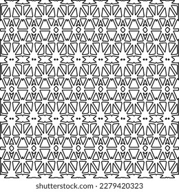 Stylish texture with figures from lines.
Abstract geometric black and white pattern for web page, textures, card, poster, fabric, textile. Monochrome graphic repeating design.