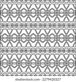 Stylish texture with figures from lines.
Abstract geometric black and white pattern for web page, textures, card, poster, fabric, textile. Monochrome graphic repeating design.