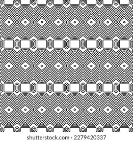 Stylish texture with figures from lines.
Abstract geometric black and white pattern for web page, textures, card, poster, fabric, textile. Monochrome graphic repeating design. 