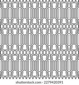 Stylish texture with figures from lines.
Abstract geometric black and white pattern for web page, textures, card, poster, fabric, textile. Monochrome graphic repeating design.