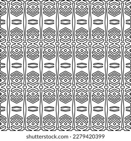 Stylish texture with figures from lines.
Abstract geometric black and white pattern for web page, textures, card, poster, fabric, textile. Monochrome graphic repeating design.