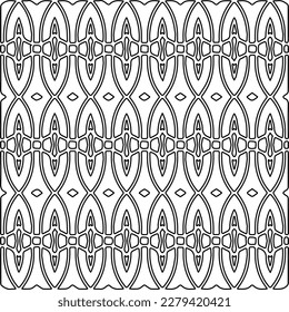 Stylish texture with figures from lines.
Abstract geometric black and white pattern for web page, textures, card, poster, fabric, textile. Monochrome graphic repeating design.
