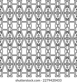 Stylish texture with figures from lines.
Abstract geometric black and white pattern for web page, textures, card, poster, fabric, textile. Monochrome graphic repeating design. 