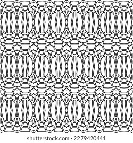 Stylish texture with figures from lines.
Abstract geometric black and white pattern for web page, textures, card, poster, fabric, textile. Monochrome graphic repeating design.