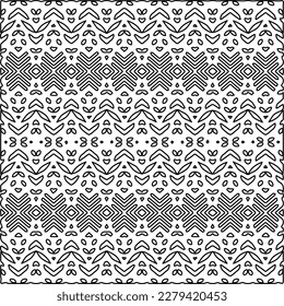 Stylish texture with figures from lines.
Abstract geometric black and white pattern for web page, textures, card, poster, fabric, textile. Monochrome graphic repeating design.
